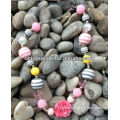 pink grey Girls Chunky Necklace, Girls Bubblegum Chunky Necklace, Girls Chunky Bubble Gum Bead Necklace,Chunky Bead Necklace